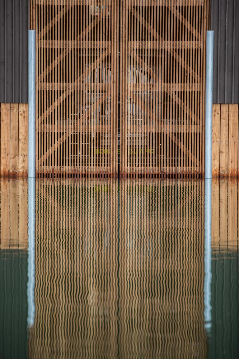 Bootshaus der Grenzwache in Arbon Spiegelung im Wasser